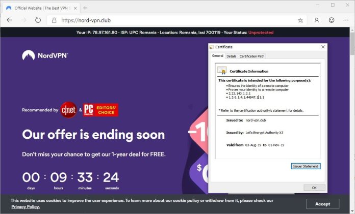 Fake-NordVPN-website
